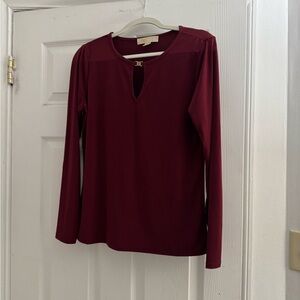 Michael Kors Burgundy Long Sleeve Top